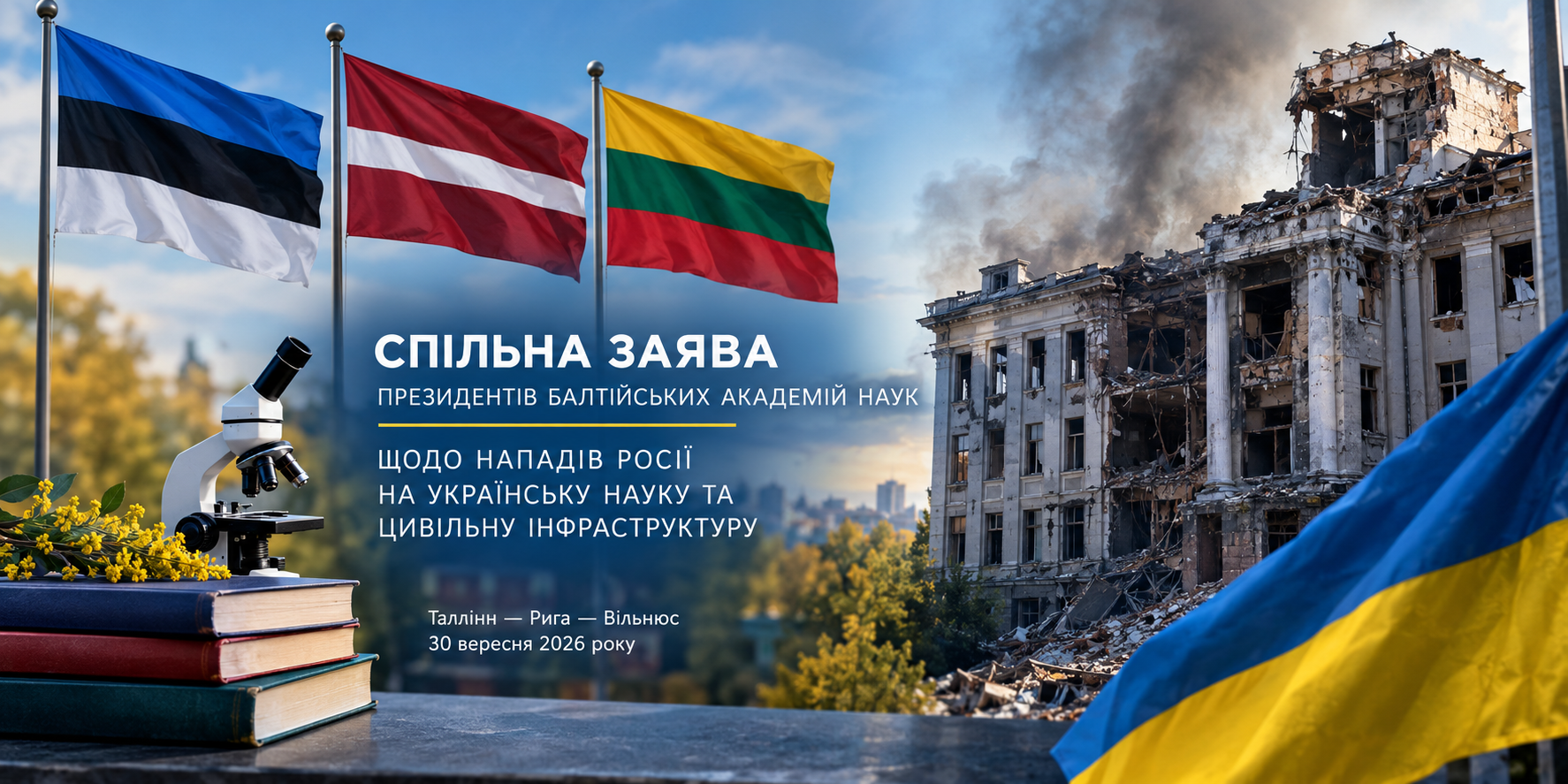 Спільна заява президентів Балтійських академій наук щодо нападів росії на українську науку та цивільну інфраструктуру